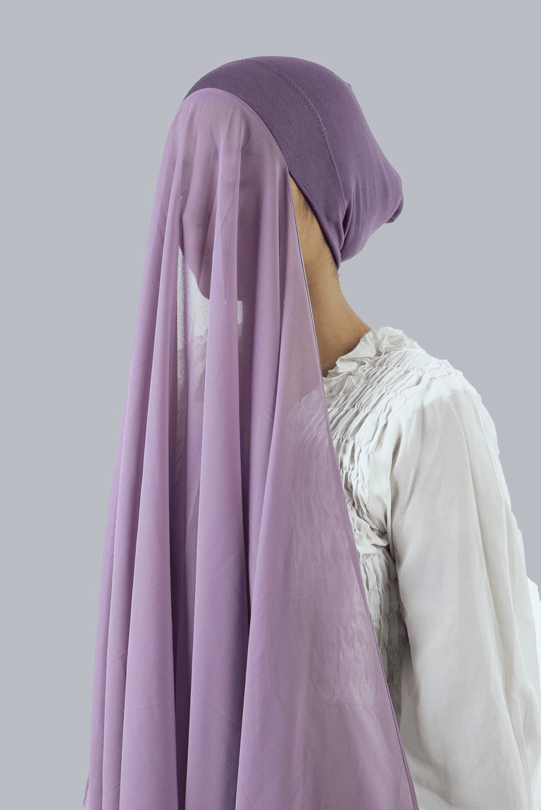 Instant Georgette Hijab with Cap - Periwinkle